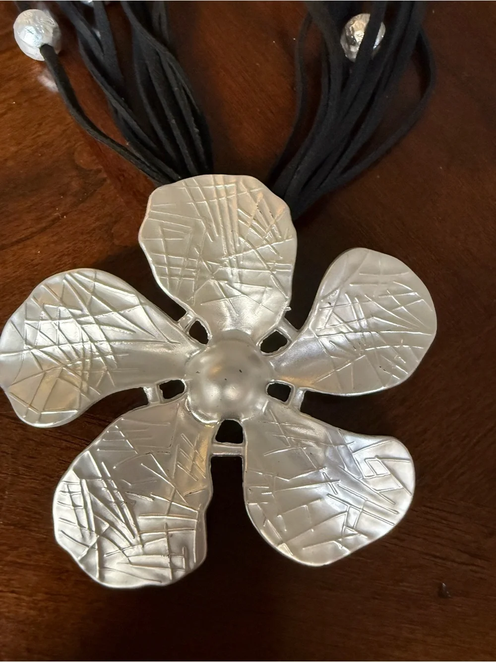 Silver Flower Pendant Necklace - Women